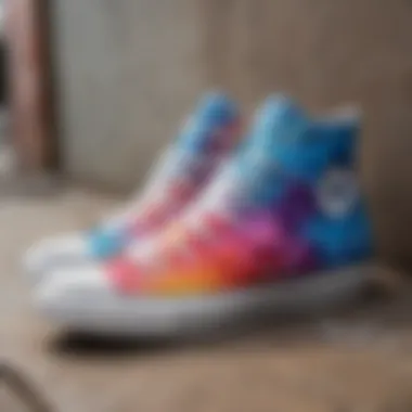 Street Style: Tie Dye Chuck Taylors and Graffiti Culture Fashion-forward tie dye Chuck Taylors displayed against a graffiti backdrop