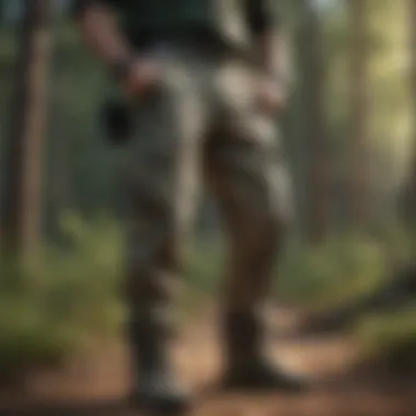 An adventurer wearing camo pants in a natural setting