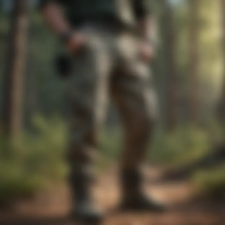 An adventurer wearing camo pants in a natural setting