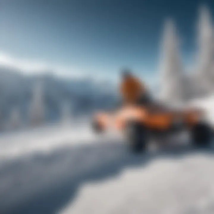 A scenic winter landscape with snowboarders enjoying fresh powder.