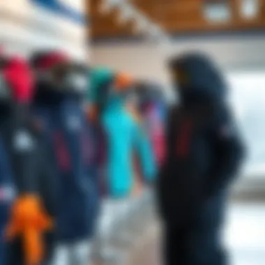 An array of high-end snowboard jackets displayed in a well-lit retail environment, highlighting various colors and designs.