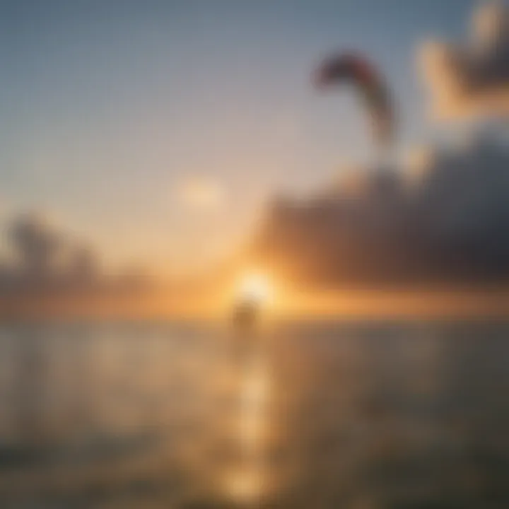 Kiteboarder navigating the gentle winds of Holbox during sunset