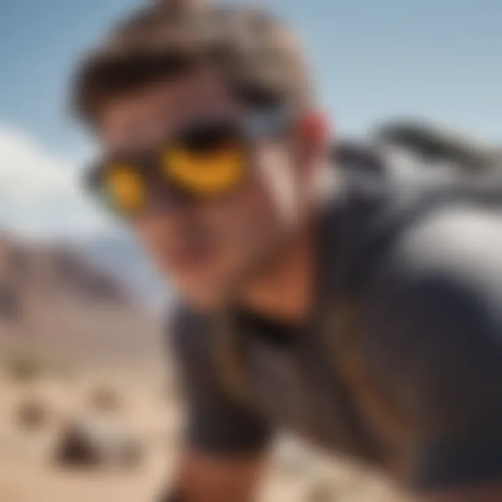 Action shot of an athlete wearing Holbrook Polarized sunglasses during extreme sports