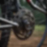 Close-up view of mountain bike components showcasing the intricate mechanics.