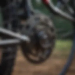 Close-up view of mountain bike components showcasing the intricate mechanics.