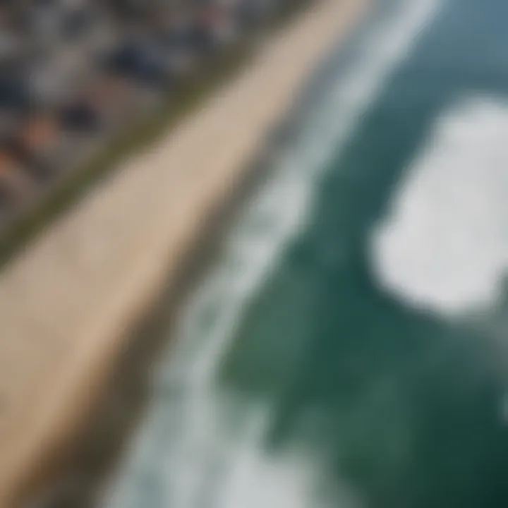 Aerial view of Huntington Beach showcasing the surfline