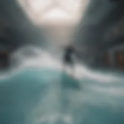 Surfer riding a wave in an indoor pool