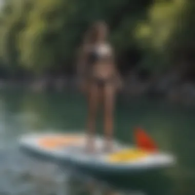 Enjoying the Thrill of Motorized Paddle Boarding User enjoying a smooth ride on a motorized paddle board
