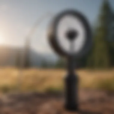 An anemometer measuring wind speed in an outdoor setting.