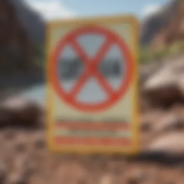 Close-up of a safety sign in a sports environment