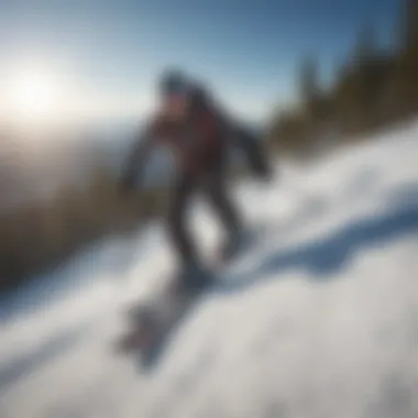 An adventurous skier descending a challenging slope.