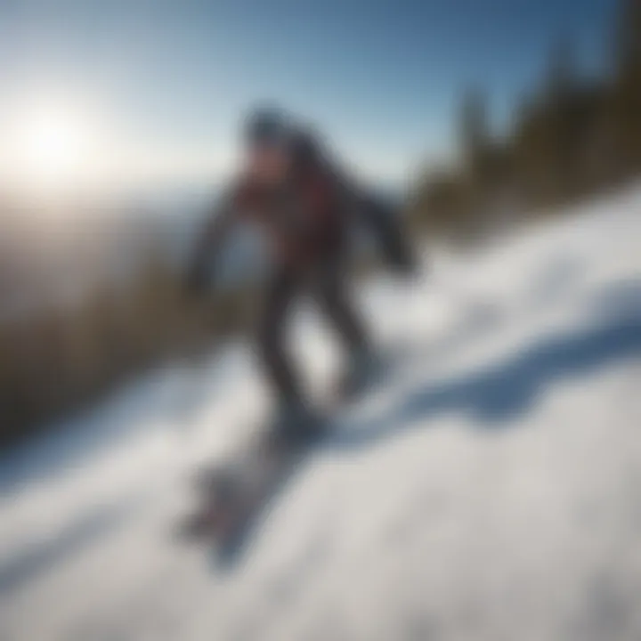 An adventurous skier descending a challenging slope.