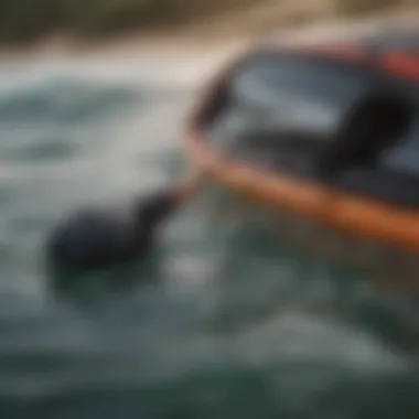 Close-up of specialized gear for kite paddle surfing