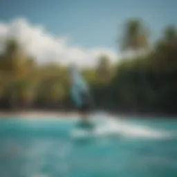 Kite surfer gliding over turquoise waters in the Dominican Republic