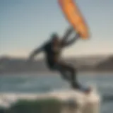 A kitesurfer gliding over the waves of San Francisco Bay