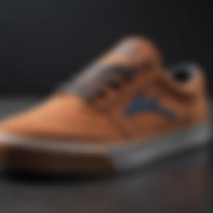 Close-up of the premium materials used in Lakai Cambridge shoes