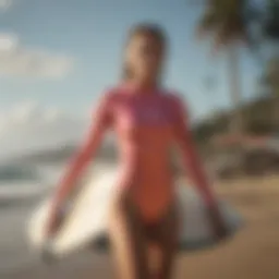 Stylish surf apparel displayed on a vibrant beach