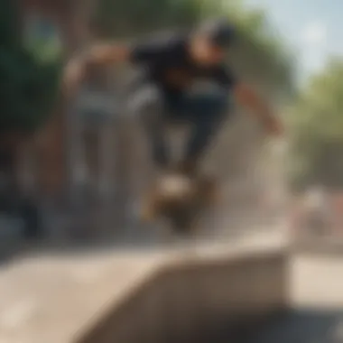 Skateboarder executing an ollie over an obstacle