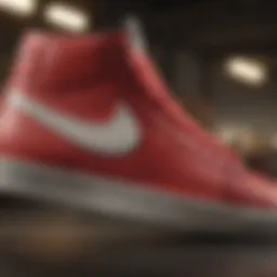 Close-up view of Nike Blazers showcasing unique design elements.