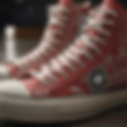 A close-up view of mid rise Converse showcasing intricate design details.