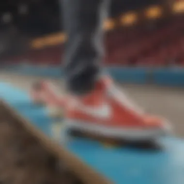 Nike Blazers in Action on the Skateboard Track Dynamic display of multi-color Nike Blazers on a skateboard track