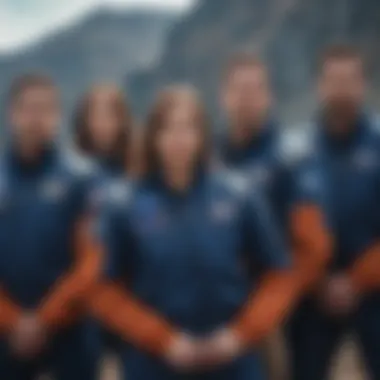 A group of adventure seekers gathered, all adorned in NASA blue jackets, symbolizing community