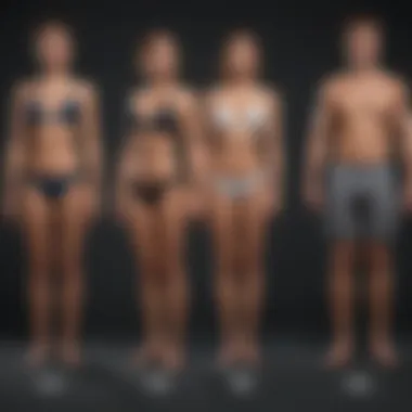 Infographic depicting body types and corresponding board short sizes