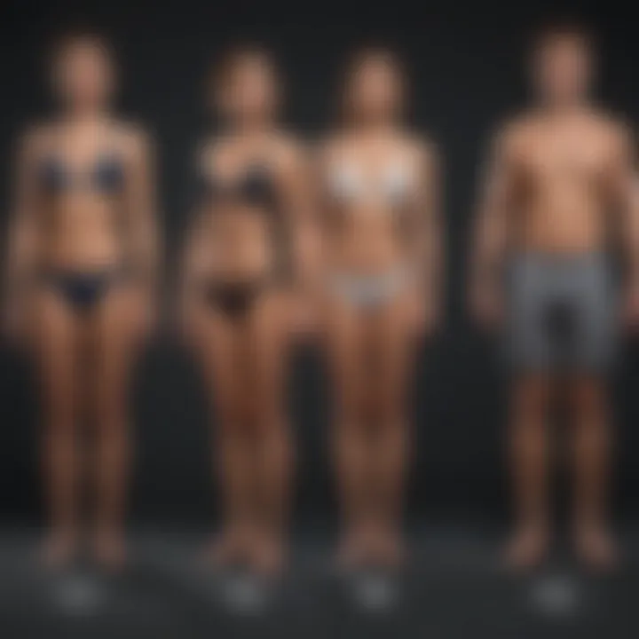 Infographic depicting body types and corresponding board short sizes
