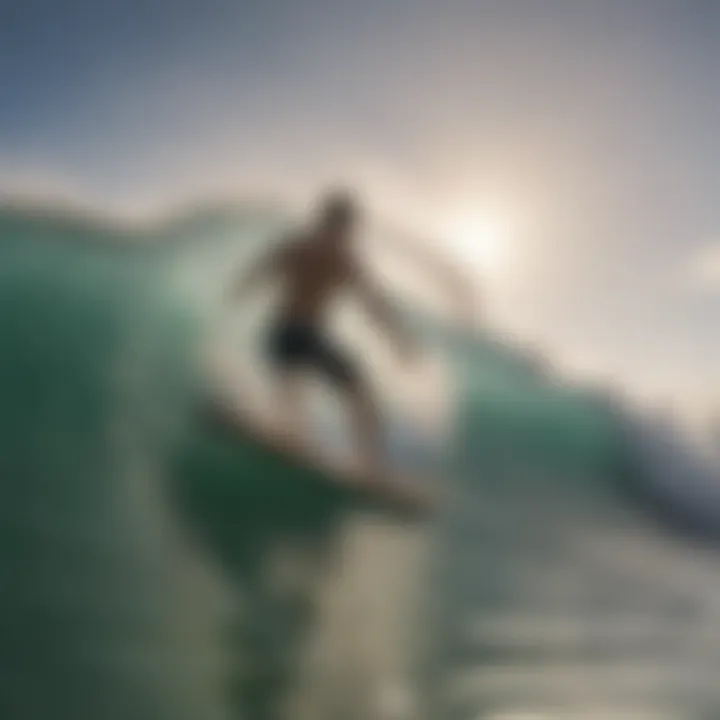 Group lesson in the ocean with surfboards