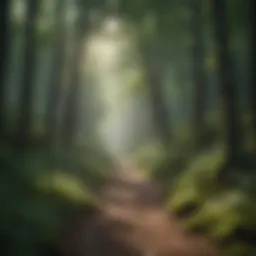 Lush forest trail in Boston area