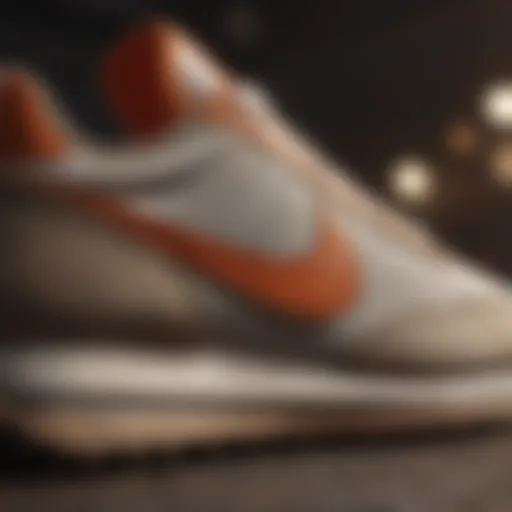 Close-up of the Nike Daybreak shoe's unique design elements