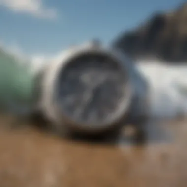 A close-up view of the Nixon Wave Watch in an extreme sports setting