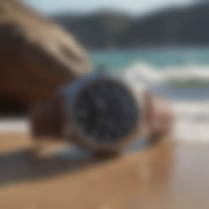 Lifestyle image featuring the Nixon Wave Watch with outdoor adventure elements