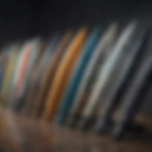 Detailed view of Odysea surfboard fins showcasing various designs