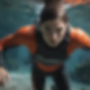 A diver wearing the O'Neill Hyperfreak wetsuit in action underwater