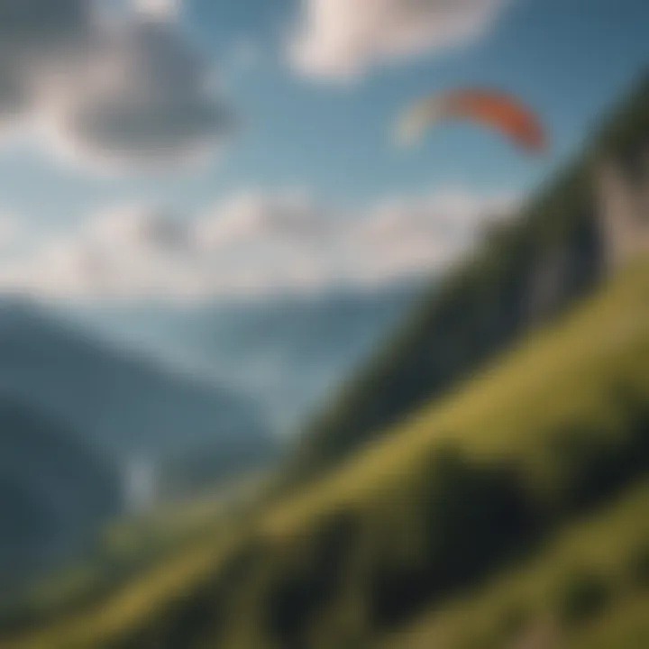 A paraglider soaring high above the picturesque mountains surrounding Zurich.