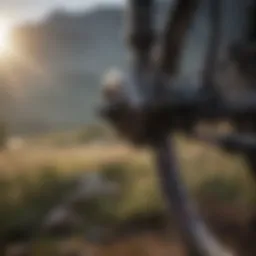 Close-up view of mountain bike components