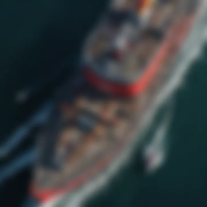 Aerial view of the Red Bull ship at an extreme sports event