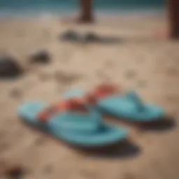 Vibrant collection of Reef flip flops displayed in a retail setting