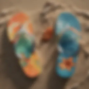 Intricate Design Elements of Reef Flip Flops Close-up of Reef flip flops showcasing unique design features