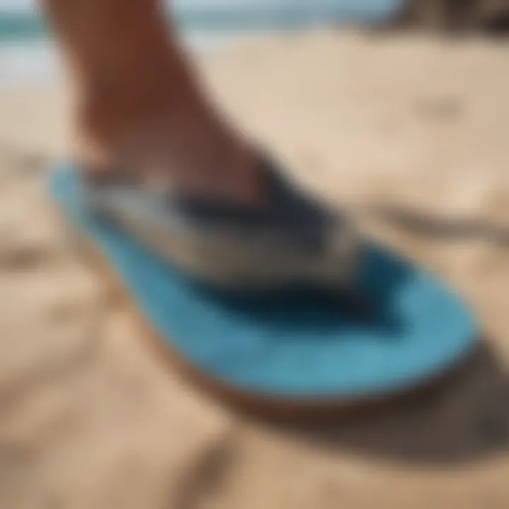 Close-up of innovative sole technology in reef flops