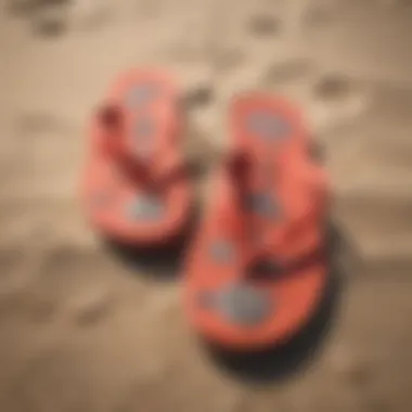 Vibrant reef flops displayed on a sandy beach