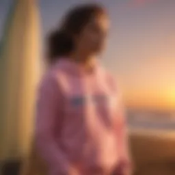 Roxy Surfing by Moonlight sweatshirt showcased against a vibrant sunset