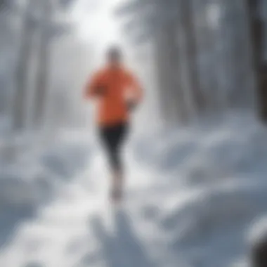 Runner navigating snowy terrain during winter training