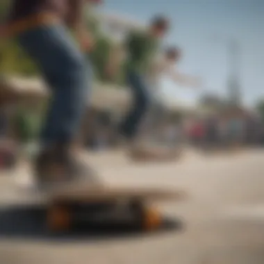 Building Connections: Community Engagement in Skateboarding A group of skateboarders engaging in a community event