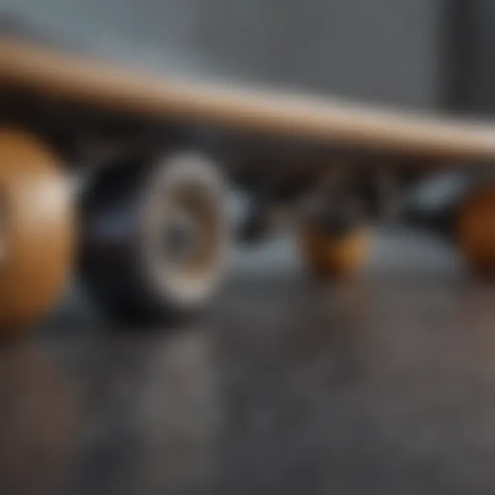 Close-up of skateboard deck materials