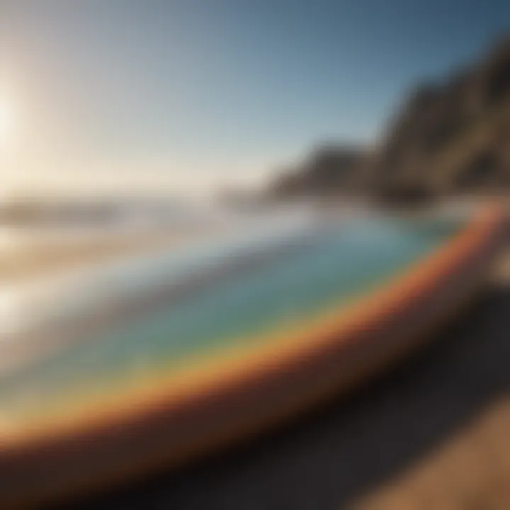 An engaging social media post advertising a used surfboard with eye-catching visuals