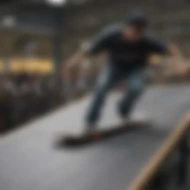 Demonstrating Carving Techniques in Skateboarding A skateboarder demonstrating carving techniques on a ramp
