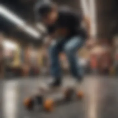 Skateboarder performing tricks on a Toy Machine deck