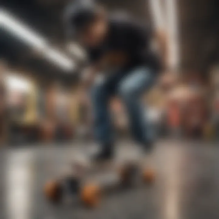 Skateboarder performing tricks on a Toy Machine deck